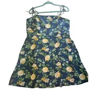 Old Navy Floral Sundress Smocked Tie Strap Casual Summer Dress XL Lightweight‎